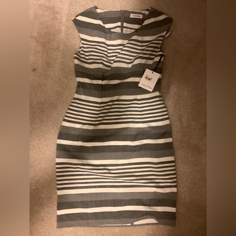 Calvin Klein Striped Sheath Dress 4P NWT